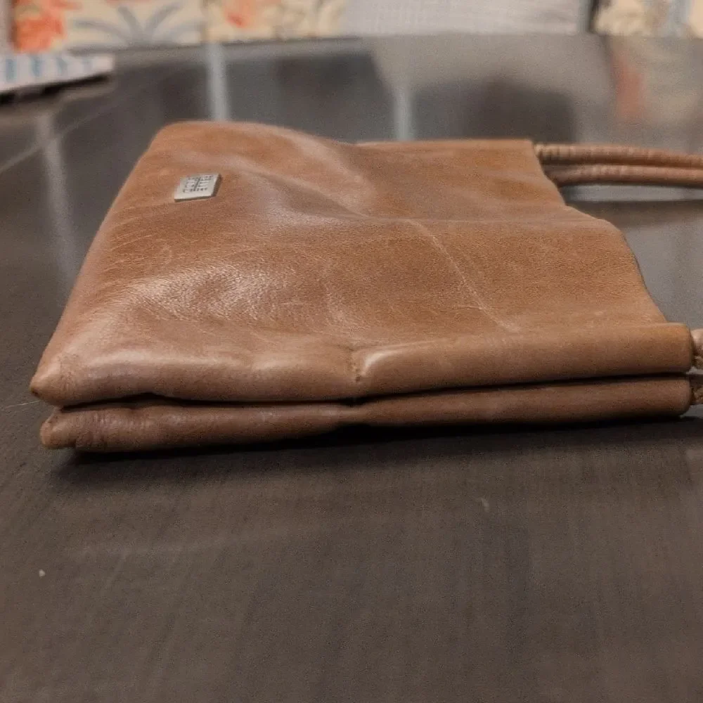 Wilson's Pelle Studio Tan Distressed Leather Double Strap Shoulder Bag